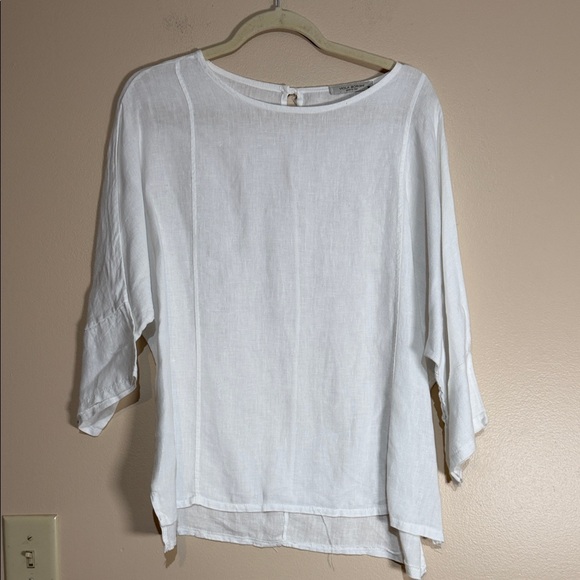 Viola Borghi Tops - Viola White Linen-Blend Tunic Top